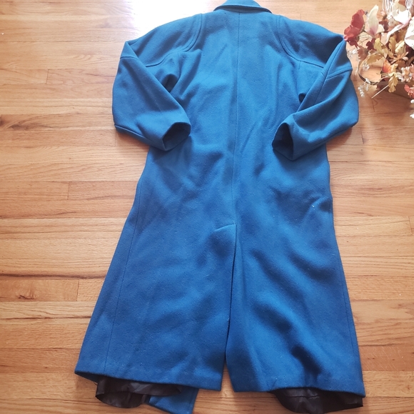 Micki! Vintage USA sz 10 blue Double-Breasted long womens wool coat - Picture 4 of 16